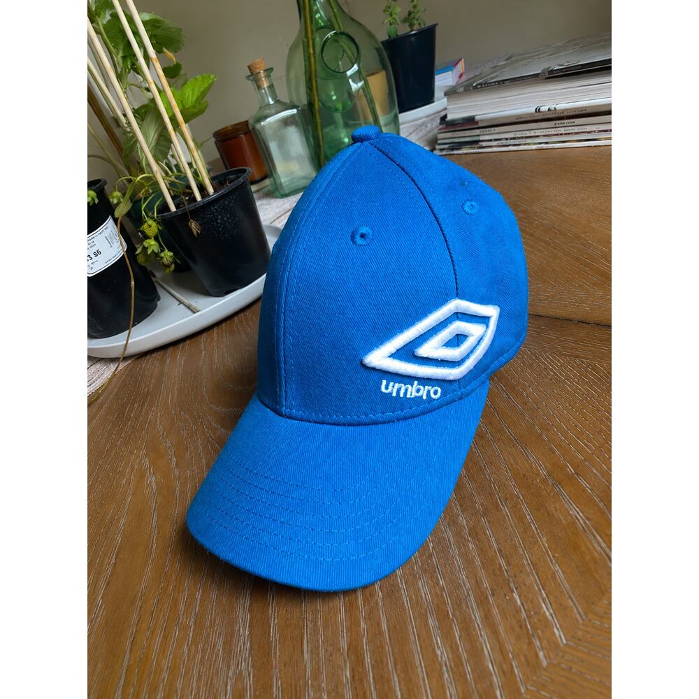 Umbro Blue Flex Fit Hat Cap White Logo Soccer Athletic OSFA